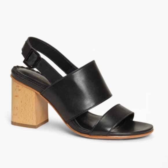 Brooks Brothers Leather Block-Heel Sandals Size 9.5 - Picture 1 of 8